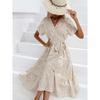 Summer Short Sleeve Floral Printed Women Dress New V Neck Fashion Elegant Loose Casual Party A-line Dresses Female Lace-up Women's Clothing