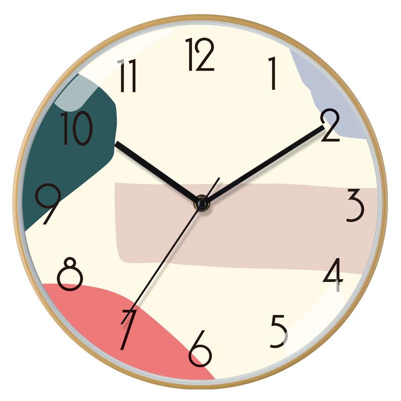 12 Inch 30cm New Chinese Style Imitation Wood Grain Bamboo Pattern Brushed Silent Clock Fashionable Living Room Personalized Creative Wall Clock