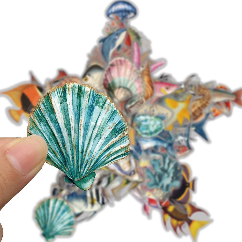 50PCS Marine Organism Stickers Harajuku Creative Skateboard Paper Phone Luggage Waterproof Computer Gifts Paper Chambre