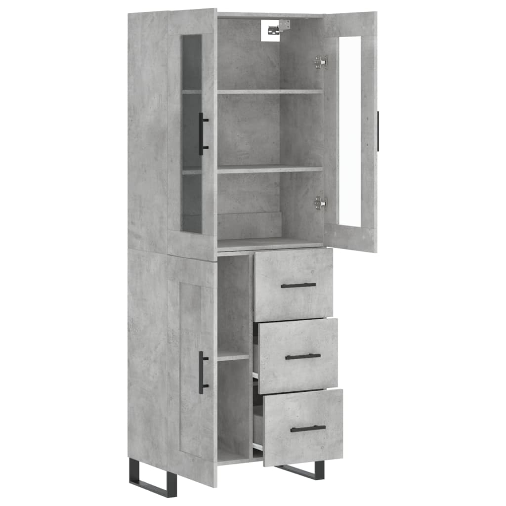 Highboard Concrete Grey 69.5 x 34 x 180 cm Engineered Wood