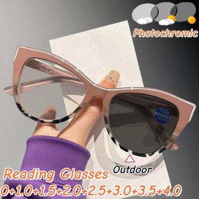 Modische Cat-Eye photochrome Alterssichtigkeitsbrille Neutral Ultraleicht Bequem Hochauflösend Anti-Blaulicht-Brille