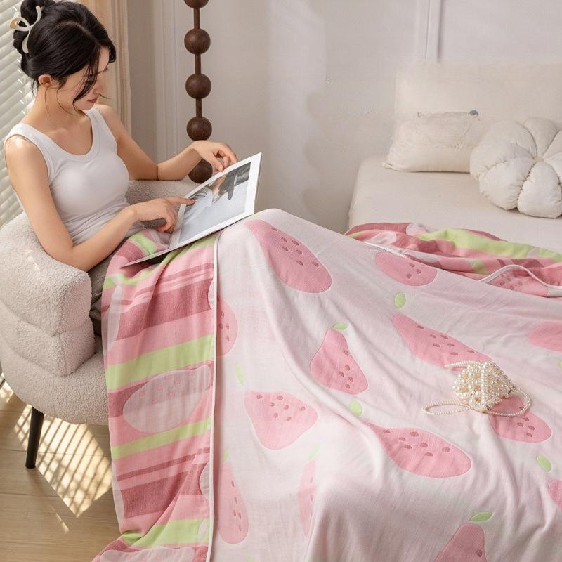 Class A Cotton Six-layer Gauze Throw Blanket Machine Washable Towel Quilt Summer Air Conditioning Cool Quilt Soft Breathable Sofa Cover Blanket Home