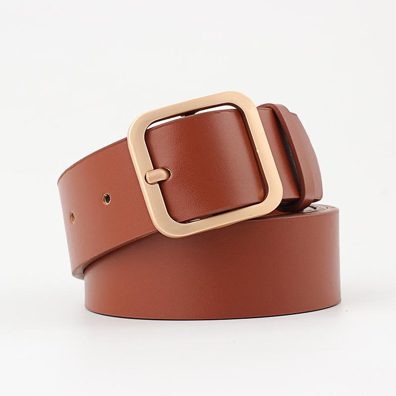 Trendy Womens Faux Leather Square Pin Belt With Durable Alloy Buckle Perfect For Fashion Forward Style