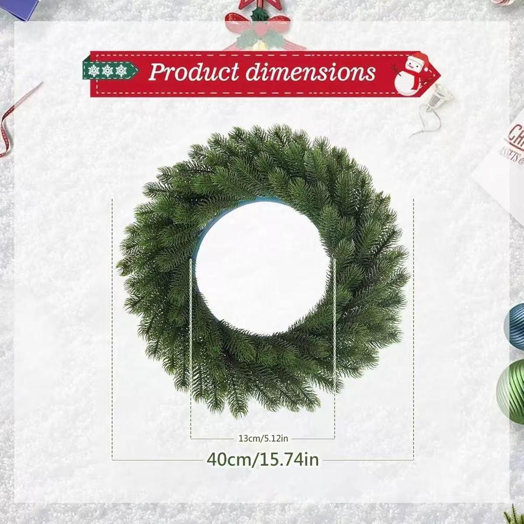 Cross-Border Christmas Wreath: Artificial Pine Needle & Rattan Decoration with Green Atmosphere