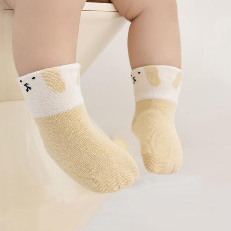 Baby Middle Tube Socks  Infant Cotton Cute Cartoon Baby Socks for Girls Boys Newborns Without Bones Loose Socks Spring Autumn
