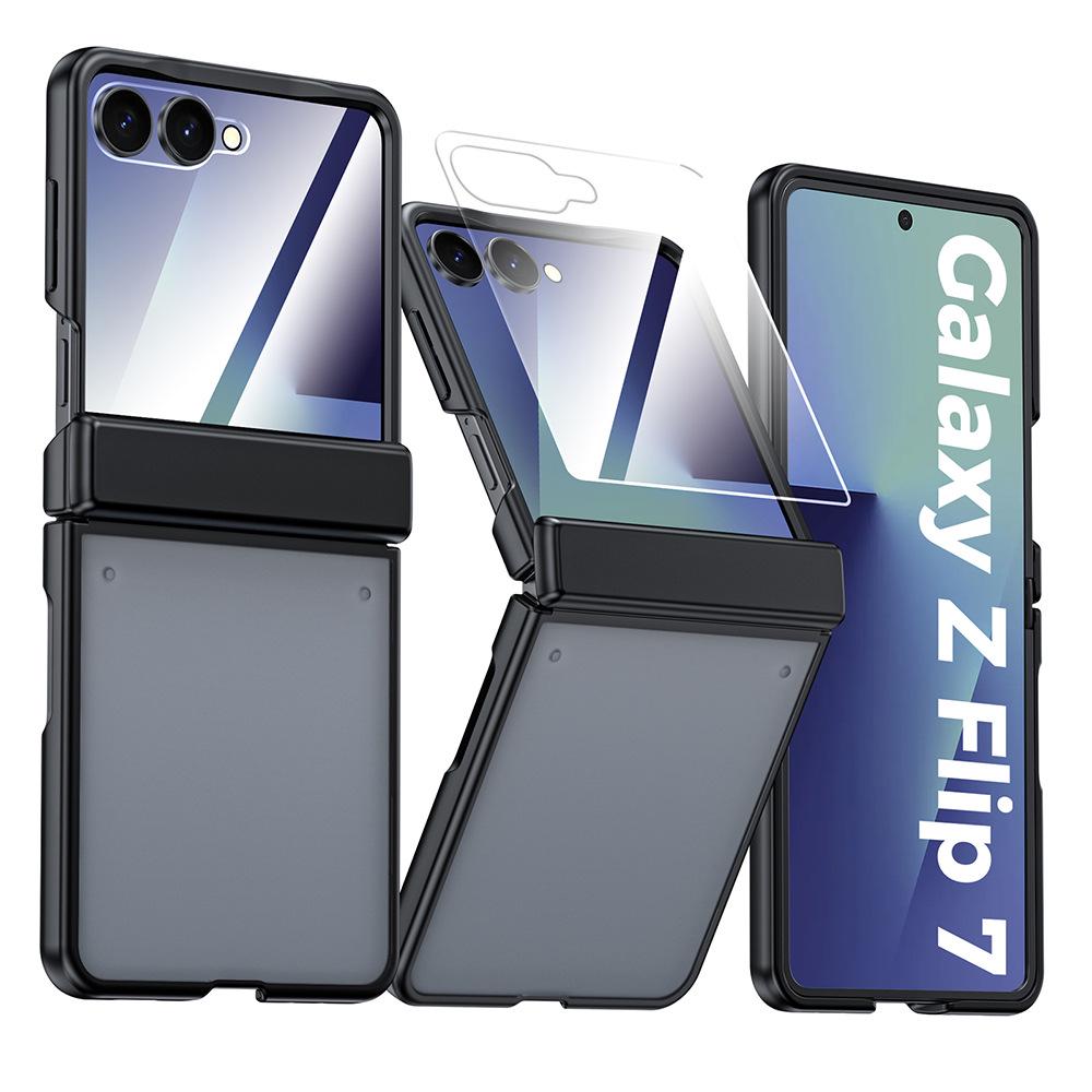 Pouzdro Samsung Z Flip7 s magnetickým kroužkem na pantu a integrovanou ochranou obrazovky