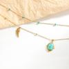 Flügelform und Türkis-Anhänger Böhmischer Stil Goldener Schmuck für Damen Modeschmuck Geschenk, täglicher Party-Schmuck mehrschichtige Halskette