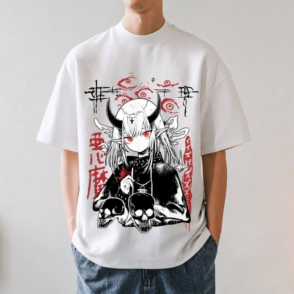 Anime Evil Girl Japanese Classic Tee High-quality Streetwear Women 2026 Printed T Shirt