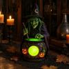 Pokój z ciemnym motywem Halloweenowa Gotycka Latarnia Czarownicy, Żywiczna Dekoracja Stołowa z Ciepłym Blaskiem, Straszna Centralna Latarnia Gankowa na Półkę