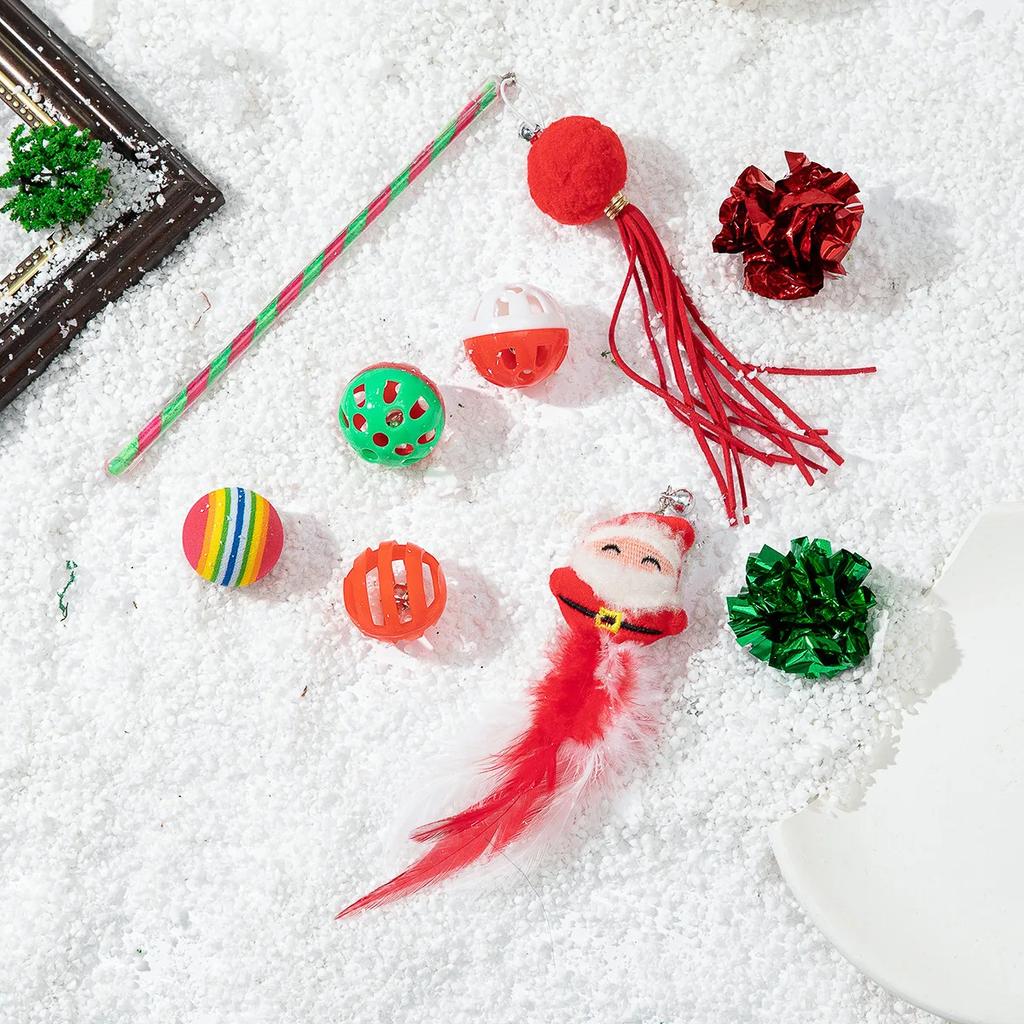 Christmas Cat Toy Sets Pet New Year Gifts Cat Hunting Play Games Toys for Cats Interactive Cat Toys Christmas Accessories