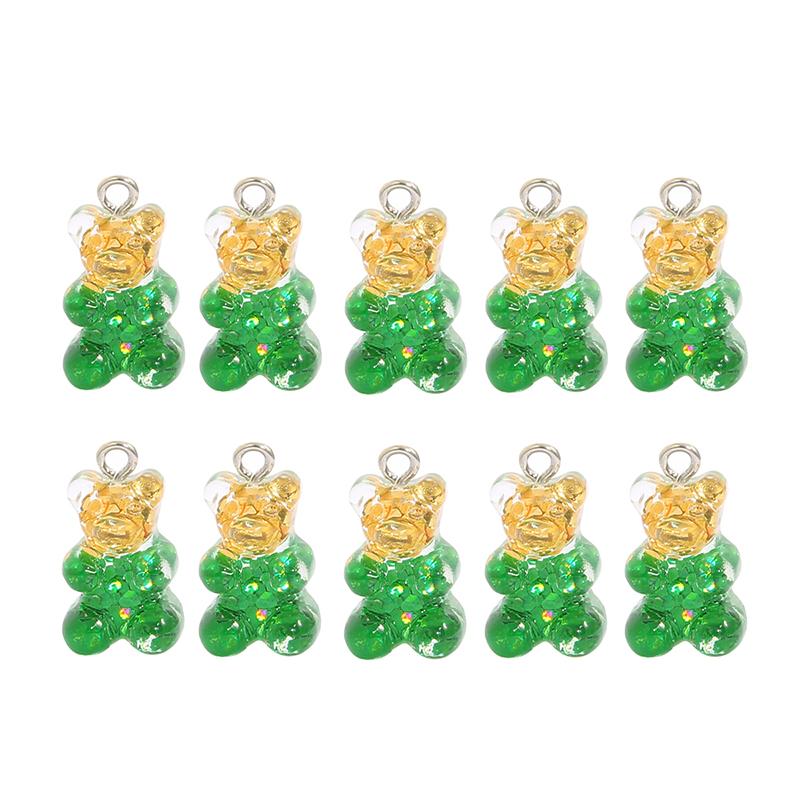 10pcs Resin Candy Color Bear Charms Pendant Beads for Necklace Bracelet Jewelry Making