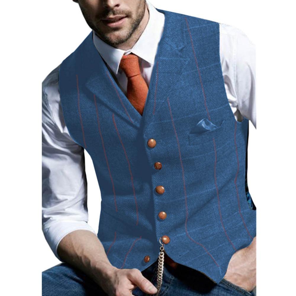 Men's Vests Tweed Suit Business Clothing for Men Striped Waistcoat Punk Vest Groomman Wedding Brown Black Grey Jacket Bleazer