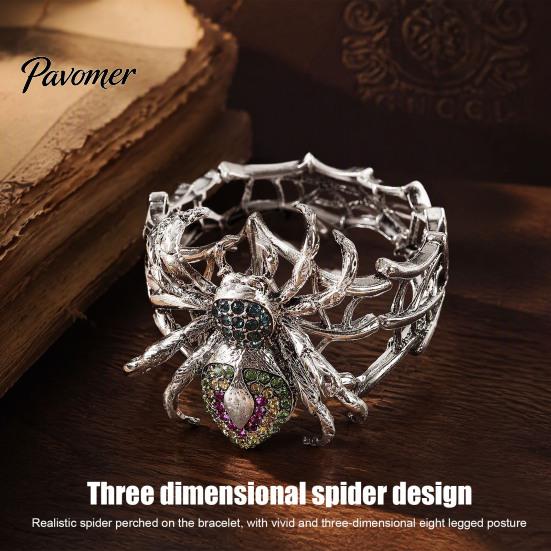 Personalized Daily Accessory Vintage Rhinestone Spider Bracelet, Gothic Punk Adjustable Stretch Bangle Creative Shape for Men Women, Mysterious