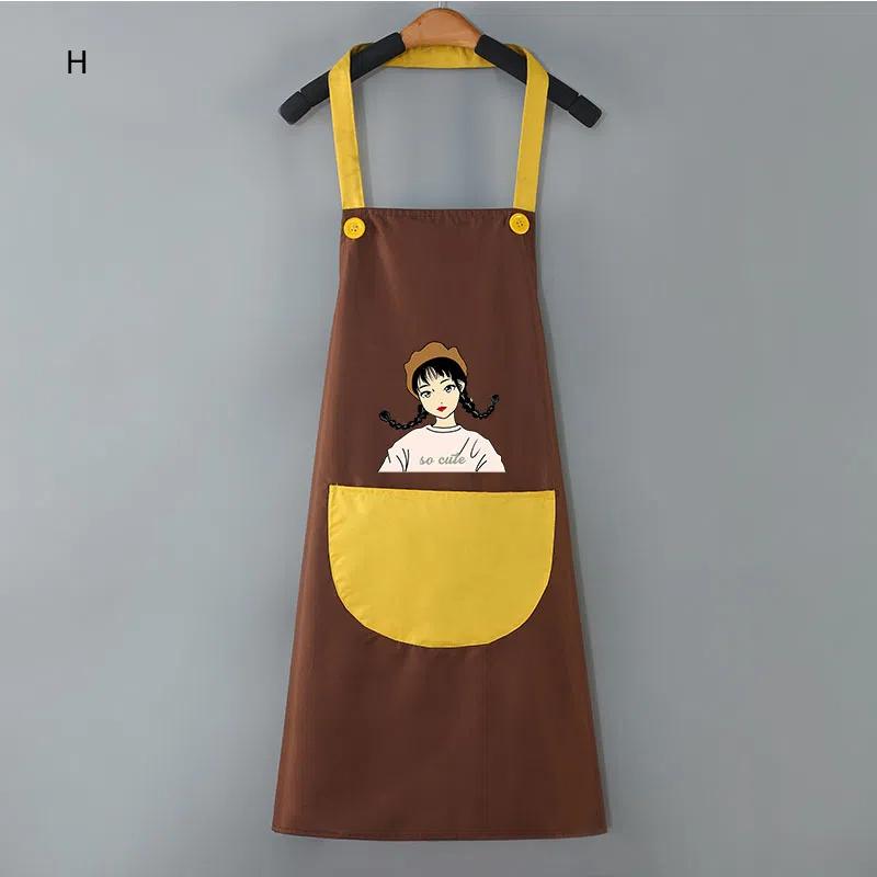 Unisex Cooking Apron Household Cartoon Apron Chef Waiter Barbecue Adult Pocket Apron Kitchen Supplies