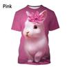 Neues Mode Tier Kaninchen 3D Gedrucktes T-Shirt Herren und Damen Sommer Lässig Kurzarm Rundhals Shirt Top