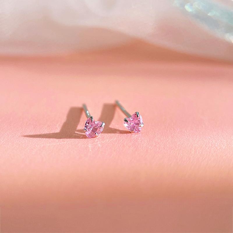 Mini náušnice s růžovými diamanty pro ženy na spaní  Vynikající  Kompaktní  Hypoalergenní  a pro propíchnuté uši