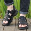 Summer Men's Roman Sandals Platform Soft PU Men's Slippers Peep Toe Non-slip Men Travel Beach Shoes Outdoor Hollow Out