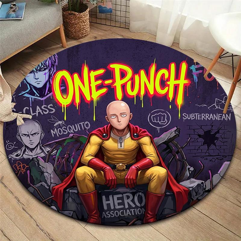 Onepunch Man Round Area Rug Carpet Rug For Living Room Bedroom Sofa Playroom Decor Nonslip Floor Mat