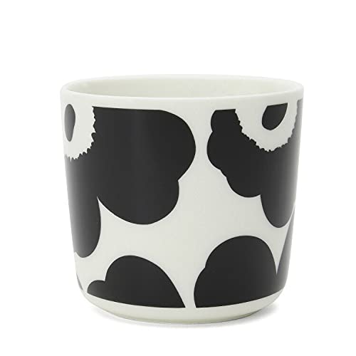 Marimekko Latte Mugs, Pair, Unikko Coffee Cups, Black and White, 70637 190 [Parallel Import]