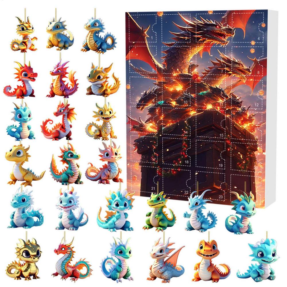

Dinosaur Advent Calendar 2026 Christmas Countdown Calendar 24 Days 2D Acrylic Dinosaur Ornaments for Christmas Tree Decorations other