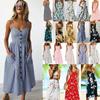Stylish Boho Women's Summer Beach Midi Dress With Strappy Design And Button Pockets