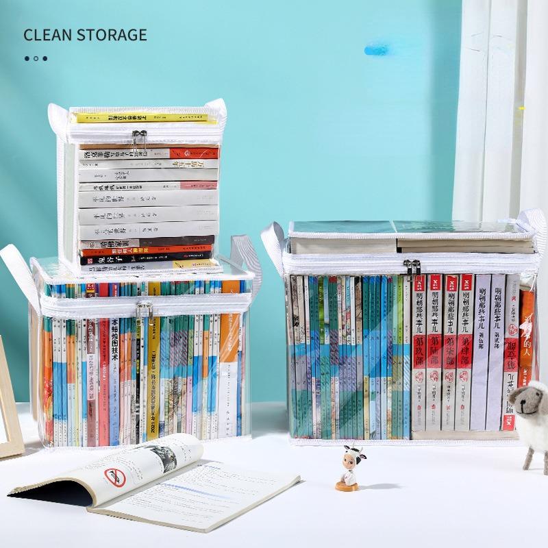 Containing Box Foldable Book Box for Student Classrooms Transparent Home Organizer Book Storage Box