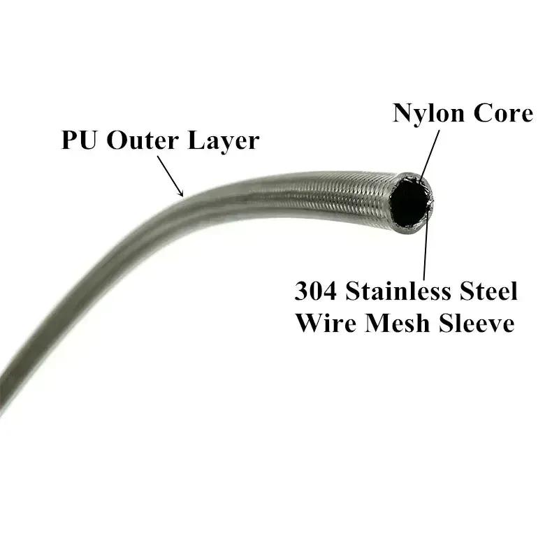 2M/6.56ft AN3 Motorcycle Braided Stainless Steel Nylon Brake Line Hose FLUID HYDRAULIC Hose Brake Line Gas Oil Fuel Tube Pipe