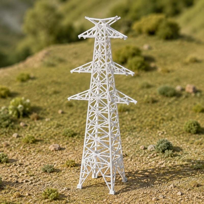 Power Line Tower Model for Dioramas Scene, ABS Miniature Realistic Electric Tower Figurine for Desktop Display Styling, Collection Layouts and