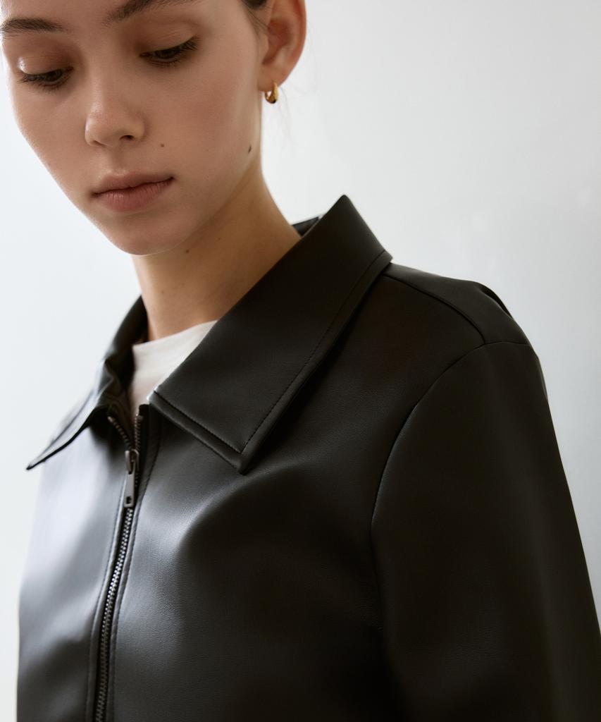 ANTOME Minimal Leather Jacket (Black)