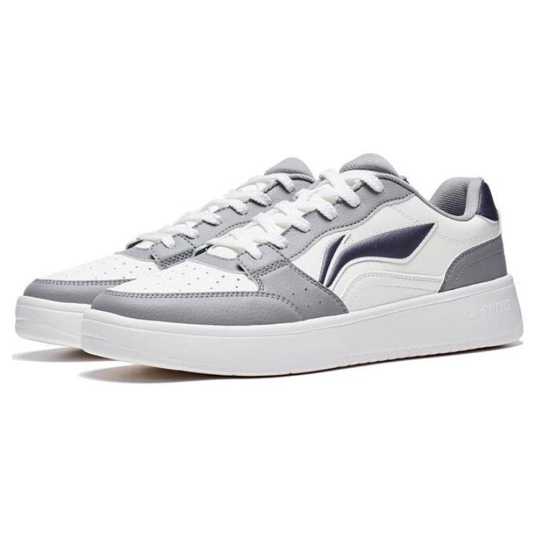 Li Ning Sycee Slip Resistant Cushioning Abrasion Resistant Low top Skateboard Shoes Men's White Gray AGCT339-3