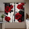 2Pc Red Black Rose Curta 3D Print Light Filtering Drapes Gothic Romantic Home Decor For Bedrooms And  Living Rooms