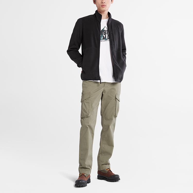 Timberland Solid Color Stand Collar Fleece Jacket Men Jackets Black A69KN-001