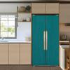 Self Adhesive Vinyl Refrigerator Wrap Set Teal Green Solid Colored Abstract Canvas Texture Vintage Grunge Year Door Mural Removable Fridge Sticker