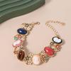 Flower Retro Enamel Bangle Rhinestone Women's Hand Bracelet Baroque Bracelet  Party Dress