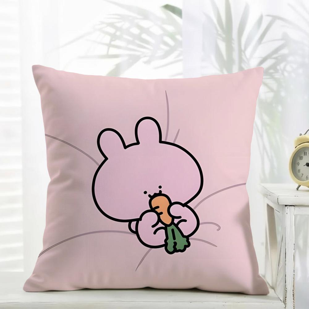 Asamimichaan Asleep Cute Asamimi Cushion Cover comfort Daily Washable Linen Soft  for Sofa Bed Home Room Decor