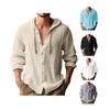 Herrenhemden aus Baumwolle und Leinen, langärmelig, mit Kapuze, Strickjacke, T-Shirt, Herrenbluse, Sommer-/Herbst-Sweatshirts, Hawaii-Strandhemden