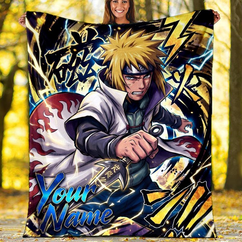 Custom Name Naruto lightning action. Flannel Fleece Blanket Cozy Warm Throw Blanket For Couch Bed Travel All Season Use