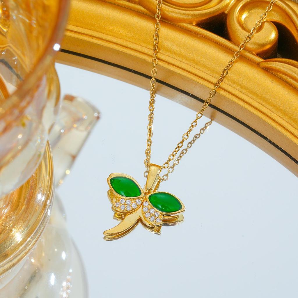 Titanium Steel Zircon Butterfly Pendant Necklace - Simple & Versatile Clavicle Accessory