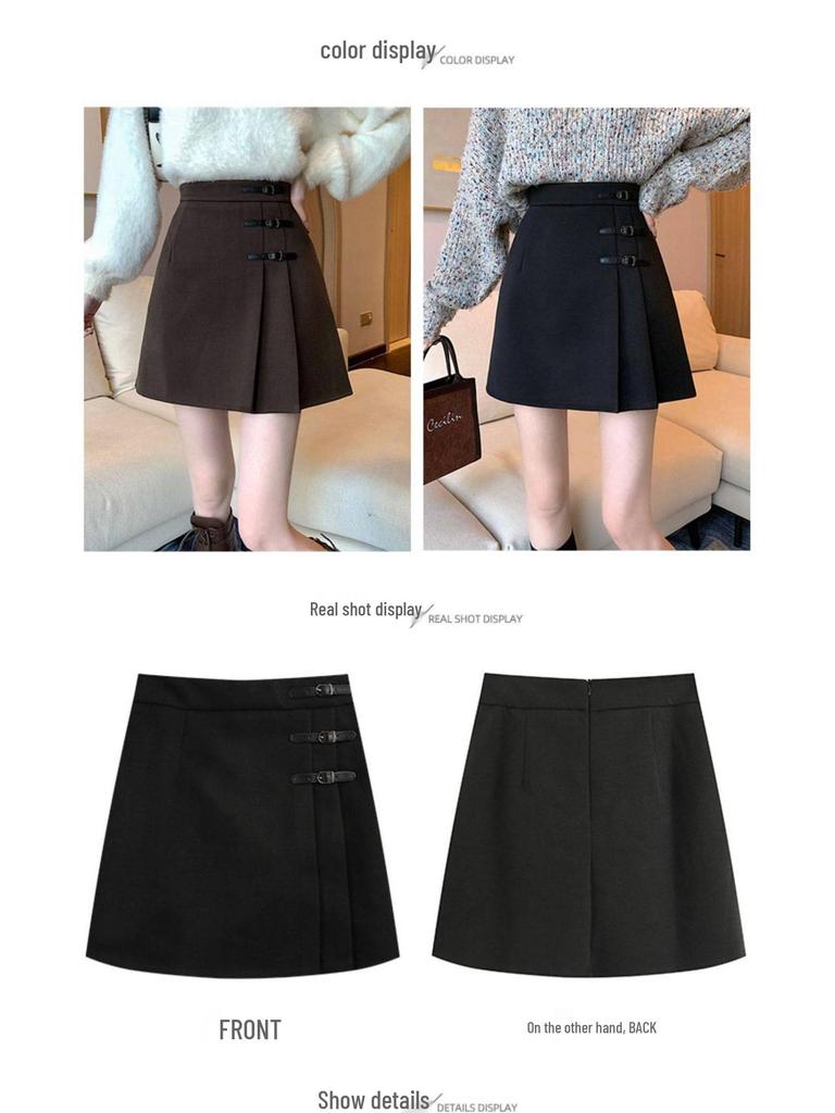 Stylish Retro Plaid Wool Mini Skirt for Plus Size Women - Korean Trendy Design