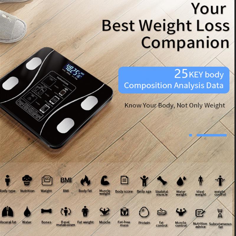 Bluetooth Body Fat Scale with Charging Feature - TEMU English Version