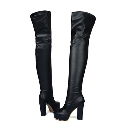 Women's High-heeled Boots Autumn and Winter New Sexy European and American Style Waterproof Table Thick-heeled Large-size Boots