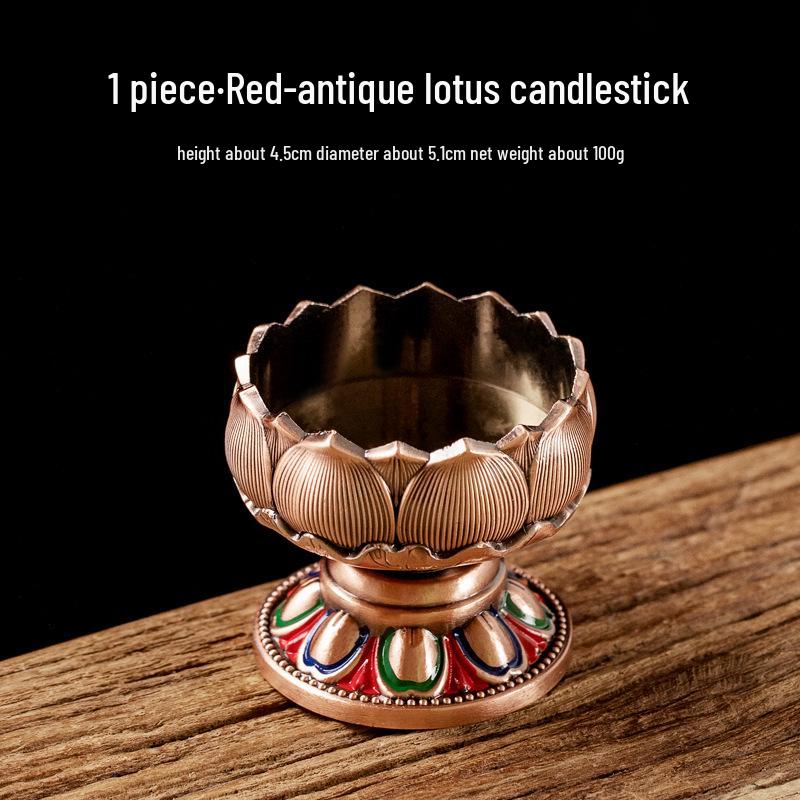 Ganzmetall Lotus Butterlampenhalter Set für Buddhistische Opfergaben