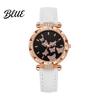 Ladies Watch Butterfly Artificial Leather Strap Quartz Rhinestone Casual Women