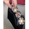 Diamonds Feather Women Handbags Luxury Pearls Party Evening Bags for Women  Designer Satin Square Clutch Wedding Purses Tote