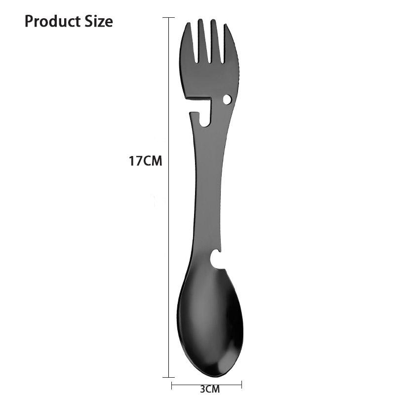 Camping Fork Spoon Multi Function Spoon 5 In 1 Integrated Fork Spoon Outdoor Fork Spoon Picnic Cutting Knife Bottle Can Opener