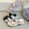Thick-soled Silver Simple Temperament One-word Cool Slippers Women's Shoes Wear 2025 New Summer with Skirt Sandals