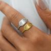 Ins Style Sun Texture Ring Neutral Stainless Steel Square Geometric Open Ring Classic Retro Non Fading Banquet Hand Jewelry Gift