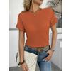 2025 Fashion Women's Blouses New Summer Casual Solid Colors Round Neck Hollow Out Lace Spliced Short-Sleeved Shirt Top For Women