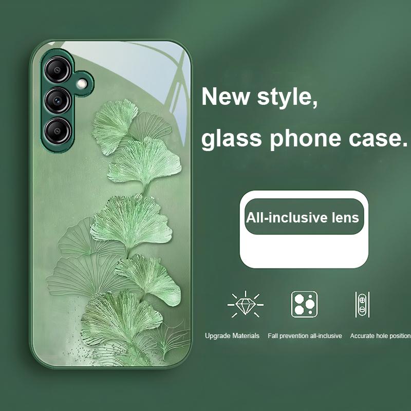 Goldene Ginkgo-Blätter für Samsung Galaxy A01 A02 A03 Core A04 A14 4G A13 54 34 31 20 25 23 22 5G S21 Ultra S20 Glas-Handyhülle