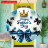 2d Flat 20*20cm Happy Father's Day Acrylic Wall Sign Round Blue Balloon, Crown Design with Black Bows, Wall Mounted Home Decor, Party Scene Decoration